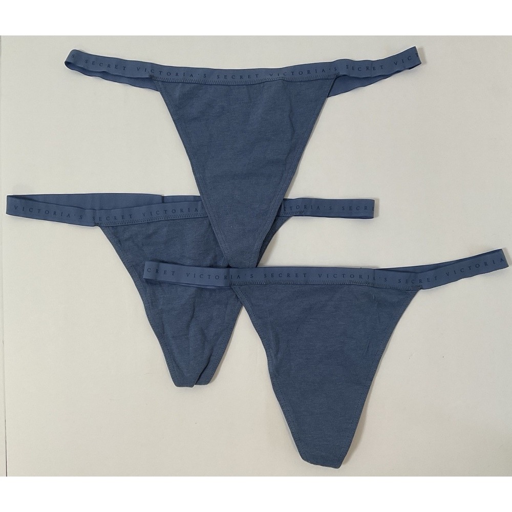 NWT Lot 3 Pairs Victoria's Secret V-String Panties Underwear Blue - Large